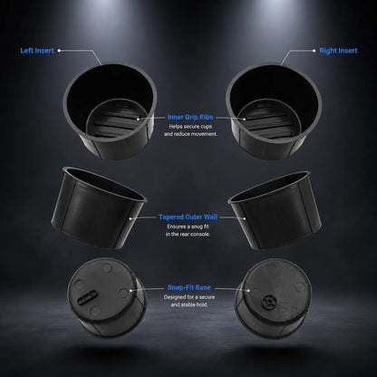 Fit for 03-14 Ford F150 2pc Rear Center Console Cup Holder Insert Liner