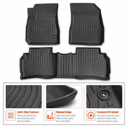 Floor Mats Liners Front & Rear 3D All-Weather TPE For 2016-2025 Chevrolet Malibu
