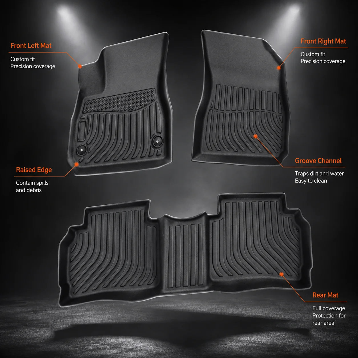 Floor Mats Liners Front & Rear 3D All-Weather TPE For 2016-2025 Chevrolet Malibu