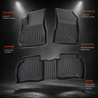Floor Mats Liners Front & Rear 3D All-Weather TPE For 2016-2025 Chevrolet Malibu