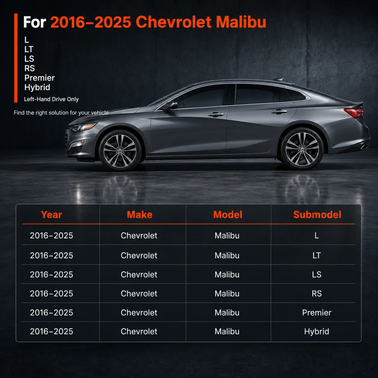 Floor Mats Liners Front & Rear 3D All-Weather TPE For 2016-2025 Chevrolet Malibu
