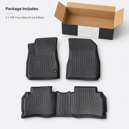 Floor Mats Liners Front & Rear 3D All-Weather TPE For 2016-2025 Chevrolet Malibu