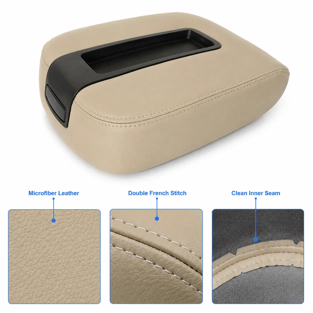 For 07-14 Chevy Tahoe Suburban Silverado Console Leather Armrest Cover Tan