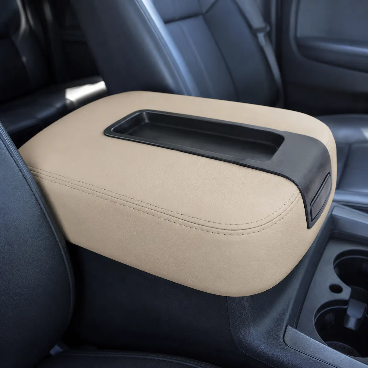 For 07-14 Chevy Tahoe Suburban Silverado Console Leather Armrest Cover Tan
