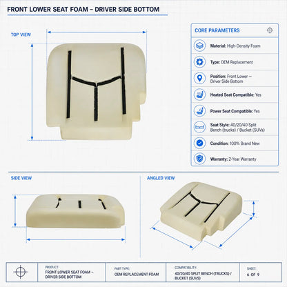For 2003-2006 Chevy Silverado Avalanche Tahoe Driver Bottom Seat Foam Cushion