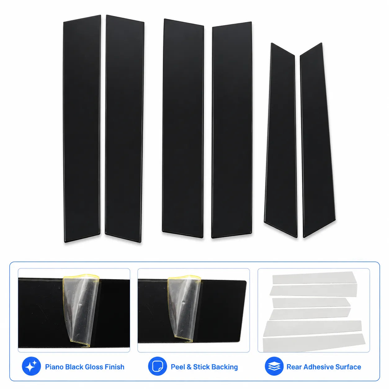 For 2007-2011 Honda CRV 6pc Black Window Pillar Posts Door Trim Piano Cover