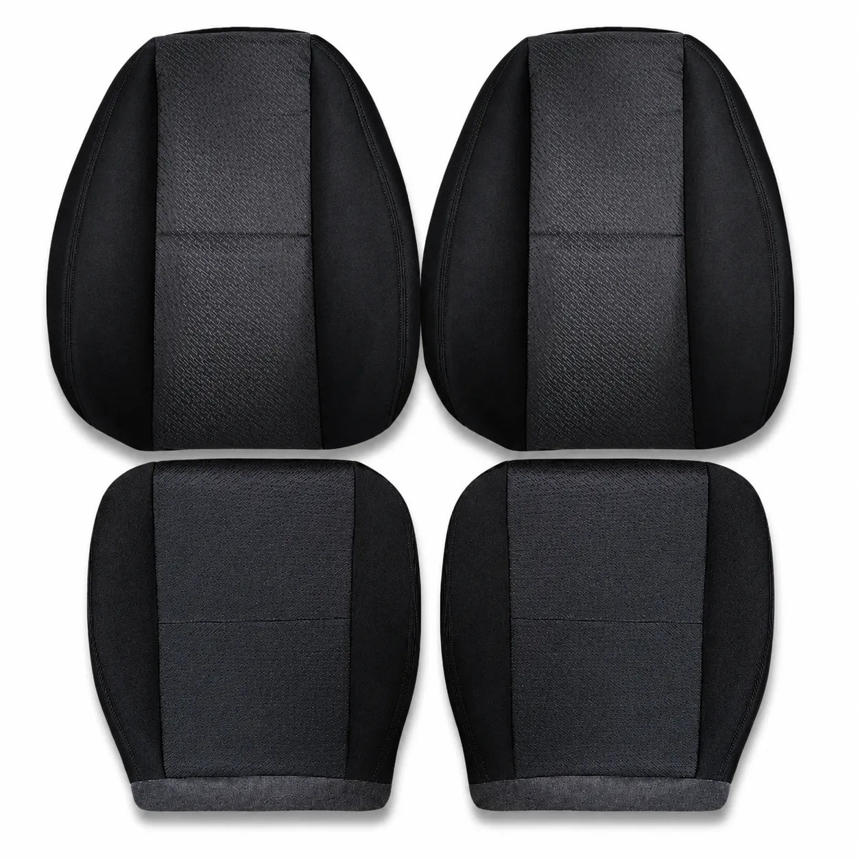 For 2007-2014 Chevy Silverado GMC Sierra Front Driver & Passenger Bottom & Top Cloth Seat Cover Black