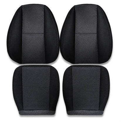 For 2007-2014 Chevy Silverado GMC Sierra Front Driver & Passenger Bottom & Top Cloth Seat Cover Black