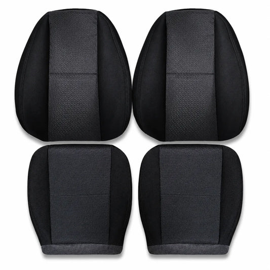 For 2007-2014 Chevy Silverado GMC Sierra Front Driver & Passenger Bottom & Top Cloth Seat Cover Black