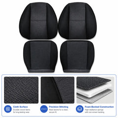 For 2007-2014 Chevy Silverado GMC Sierra Front Driver & Passenger Bottom & Top Cloth Seat Cover Black
