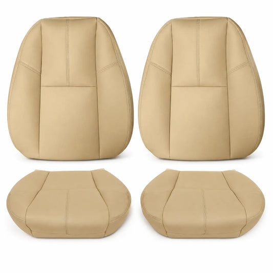 For 2007-2014 Chevy Silverado GMC Sierra Front Driver & Passenger Bottom & Top Leather Seat Cover Tan