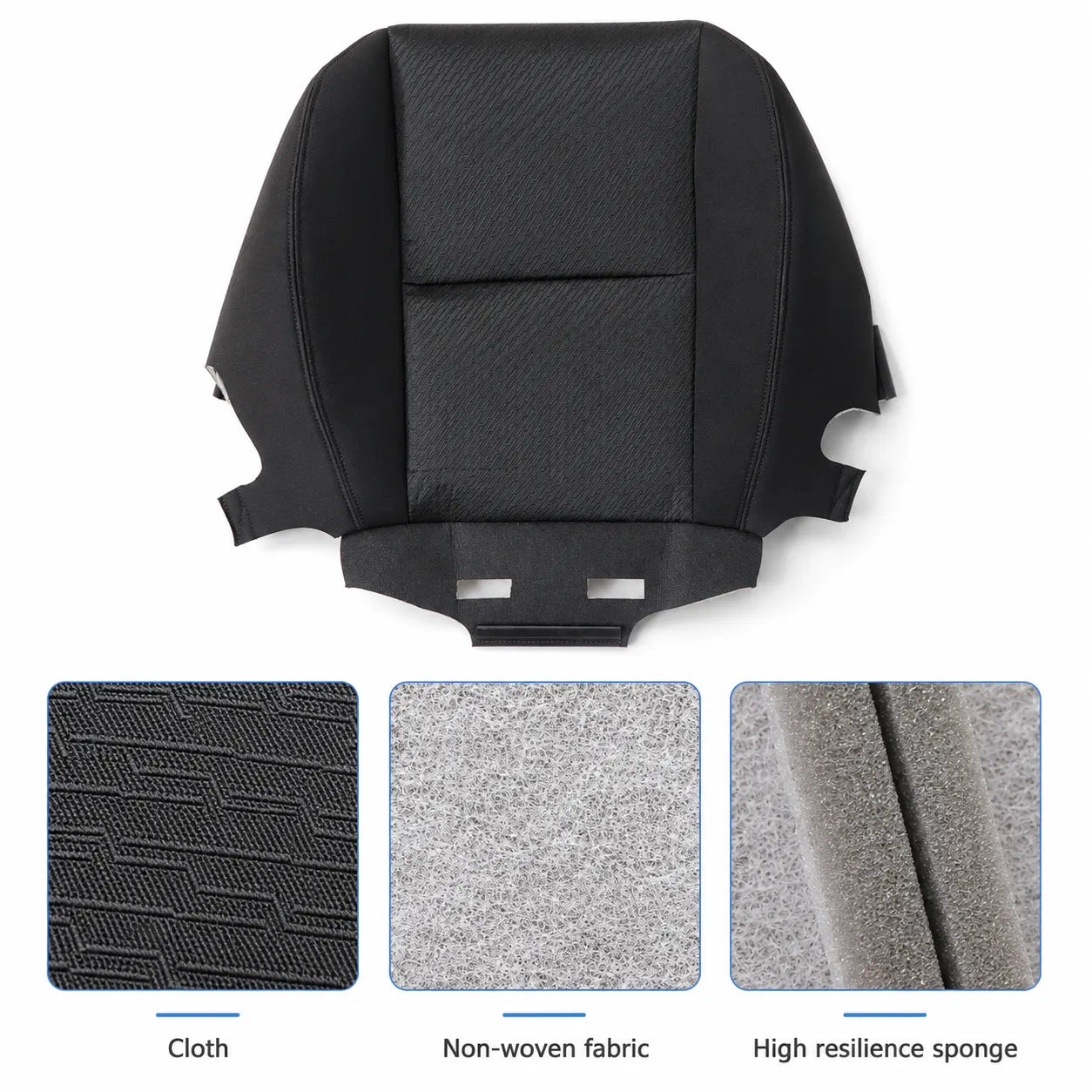 For 2007-2014 GMC Sierra 1500 2500HD 3500HD Driver Bottom Cloth Seat Cover Black
