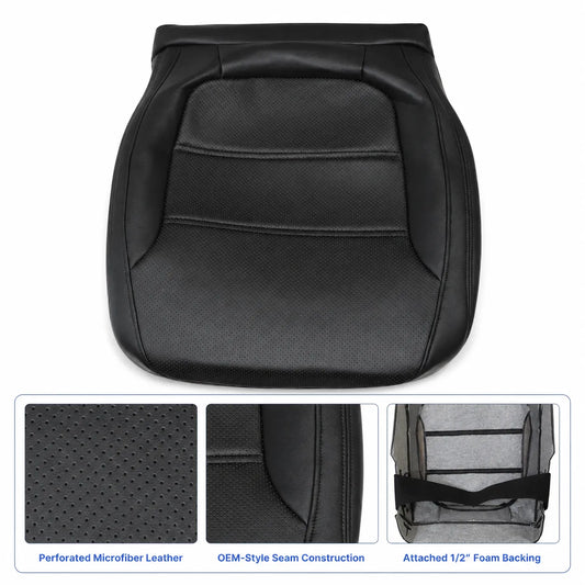 For 2011-2017 Volkswagen Jetta Driver Bottom Leather Seat Cover Black