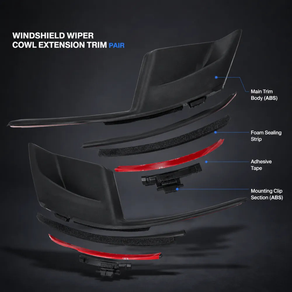 For 2011-2020 Toyota Sienna Front Windshield Wiper Side Cowl Extension Cover Trim