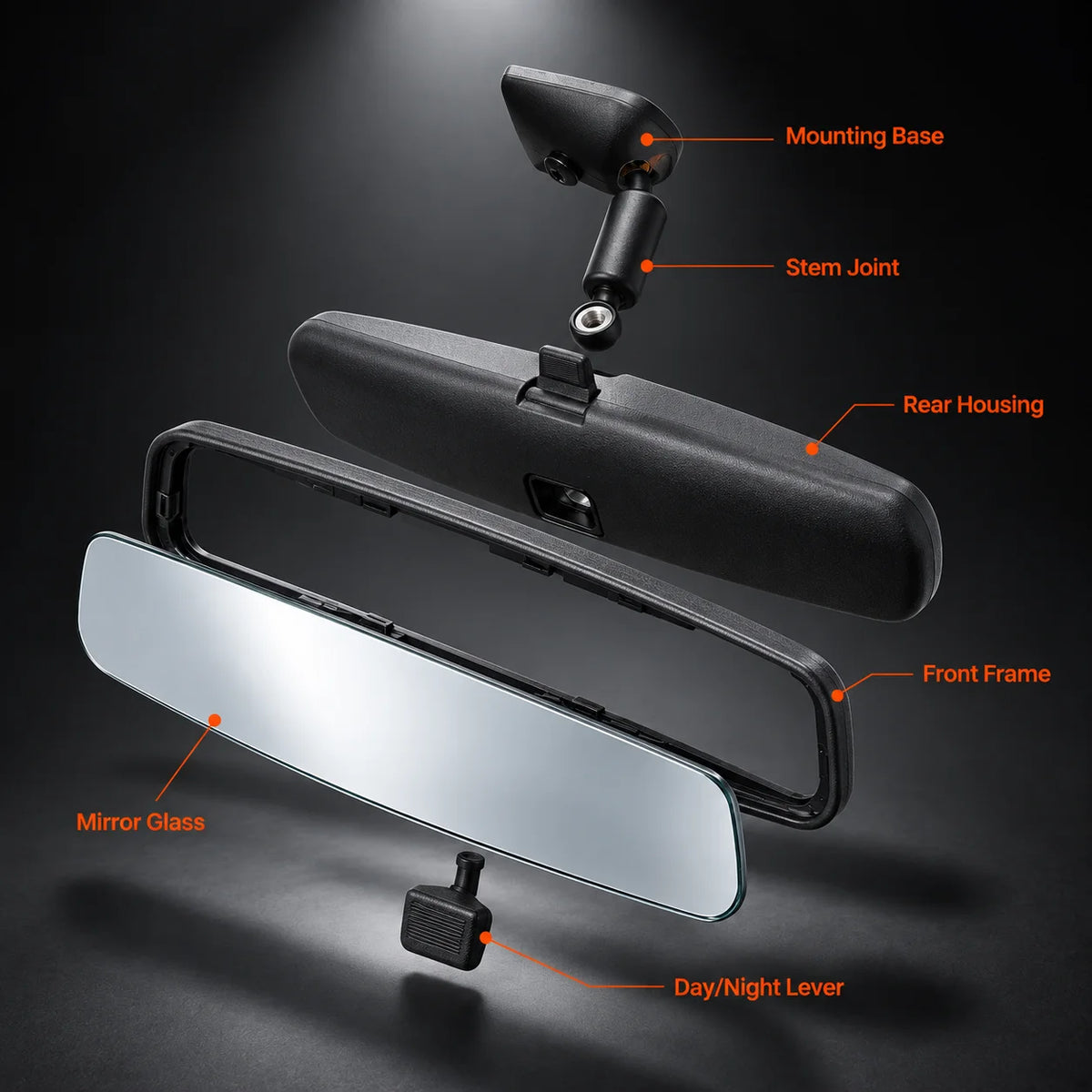 For 2012-2017 Toyota Tacoma Tundra Sienna Sequoia Interior Rearview Mirror Black