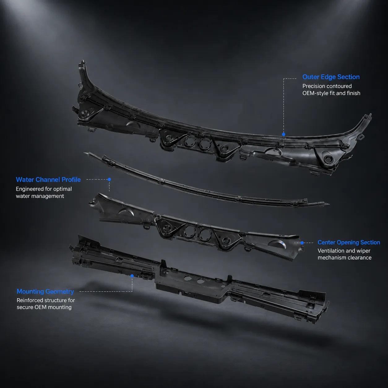 For 2012-2019 BMW 3 Series F30 Front Windshield Wiper Cowl Cover 51717258177