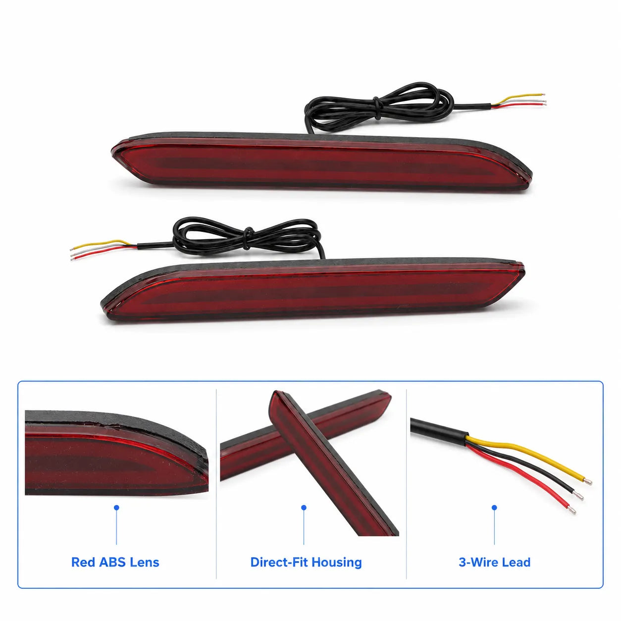 For 2019-2021 Toyota RAV4 LED Brake Driving Signal Lights Bumper Reflector
