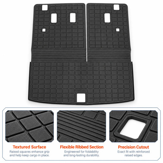 For 2023-2025 Honda Pilot TPE Rear Backrest Mats Trunk Cargo Liner Black