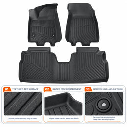 2PCS TPE Floor Mats Liner Front & Rear Black For 2024-2025 Chevrolet Equinox EV