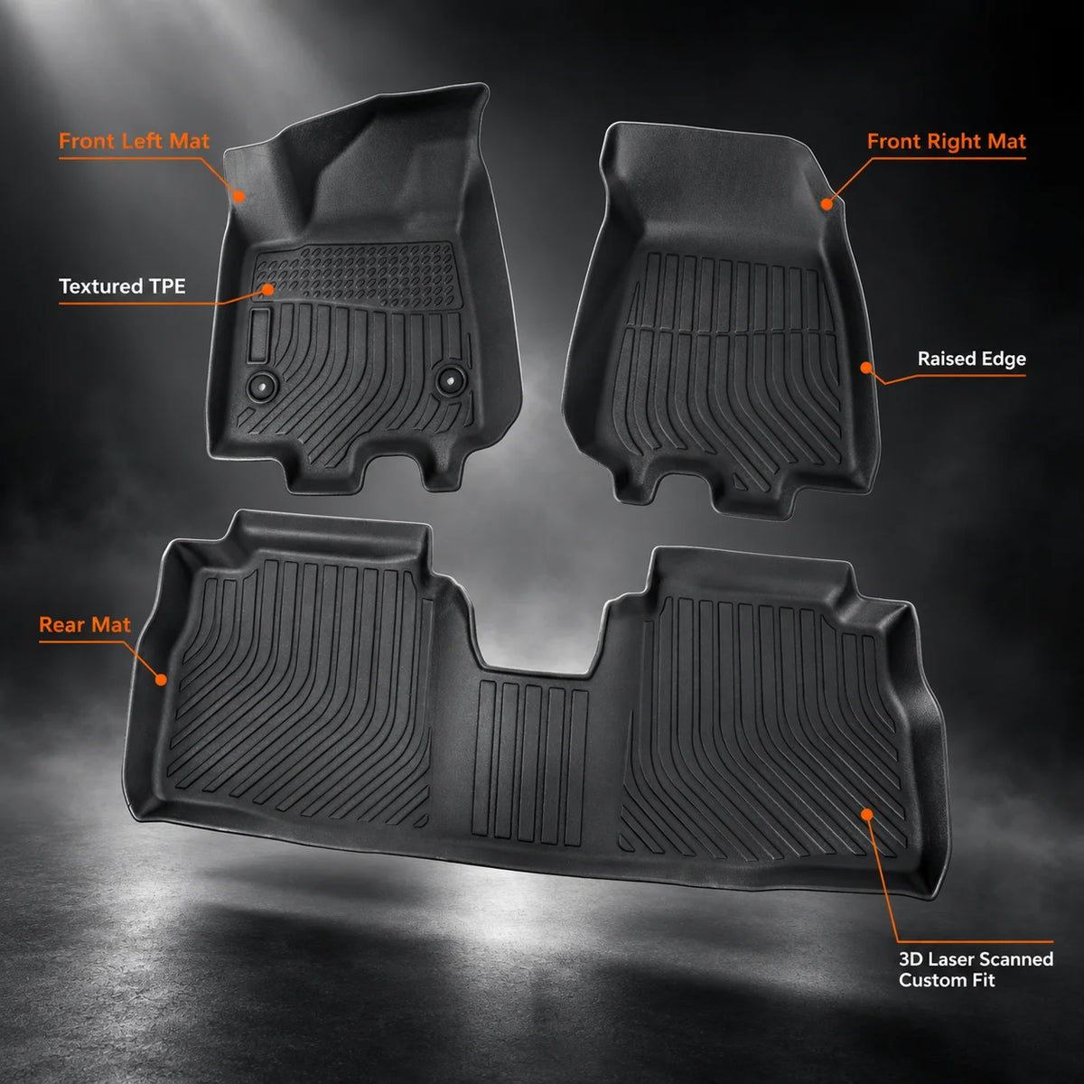 2PCS TPE Floor Mats Liner Front & Rear Black For 2024-2025 Chevrolet Equinox EV