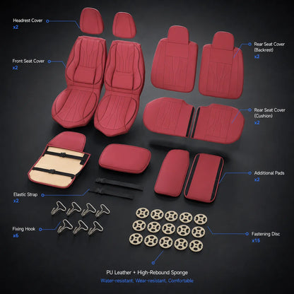 For Toyota Camry Car Seat Covers 5-Seats Front + Rear Protector Leather Full Set