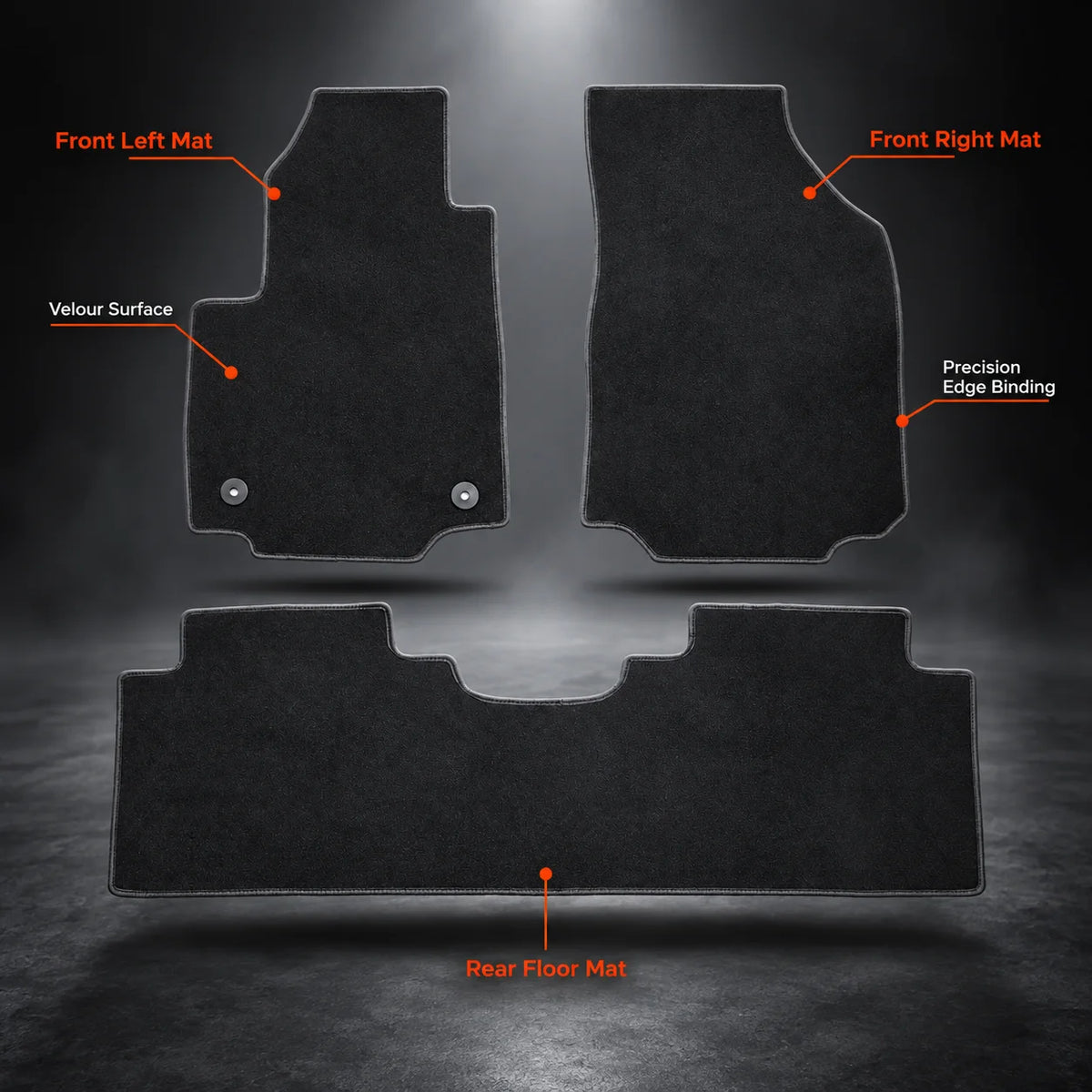 Front-Rear Left & Right Floor Mats Carpet Velour For 2018-2024 Chevrolet Equinox
