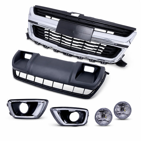 Front Bumper Cover Assembly Grill Kit w/ Fog Light For 2015-2020 Chevy Colorado
