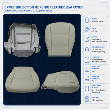 Front Driver Bottom Seat Cover Gray For 2015-2020 Toyota Sienna