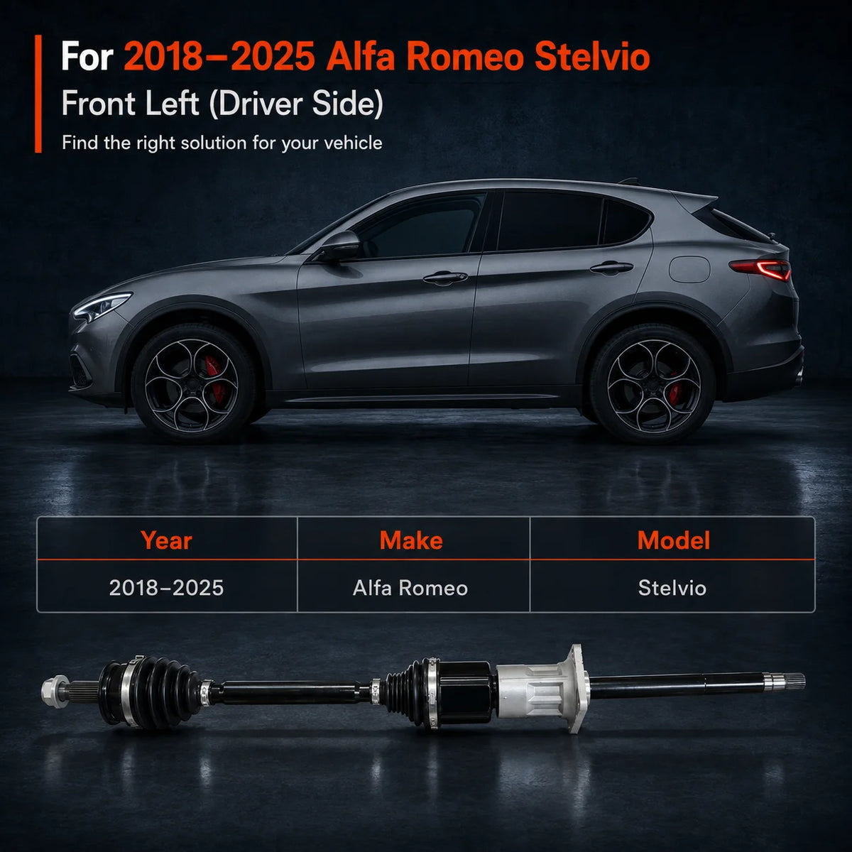 Front Left Driver Side Axle Shaft For 2018-2025 Alfa Romeo Stelvio 68563712AA