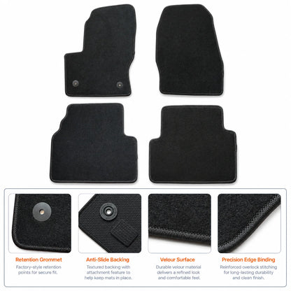 Full Set Front & Rear Floor Mats Carpet Velour For 2013-2019 Ford Escape