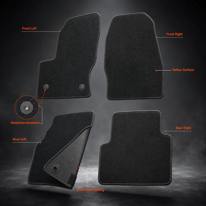 Full Set Front & Rear Floor Mats Carpet Velour For 2013-2019 Ford Escape