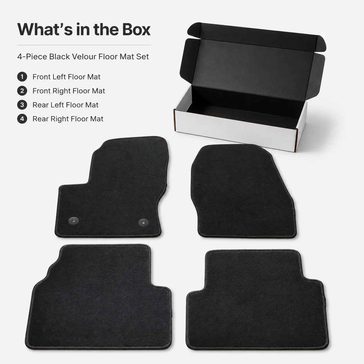 Full Set Front & Rear Floor Mats Carpet Velour For 2013-2019 Ford Escape