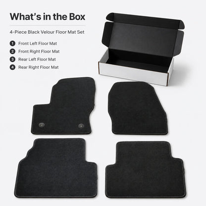 Full Set Front & Rear Floor Mats Carpet Velour For 2013-2019 Ford Escape
