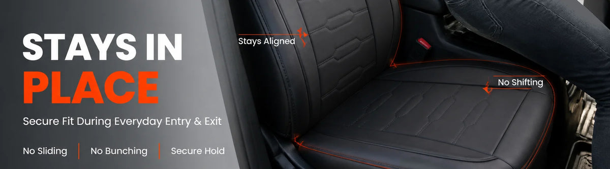 Black Universal Line-Quilted 5-Seat Car Seat Covers - Luxury Microfiber Leather Full Set highlight 3