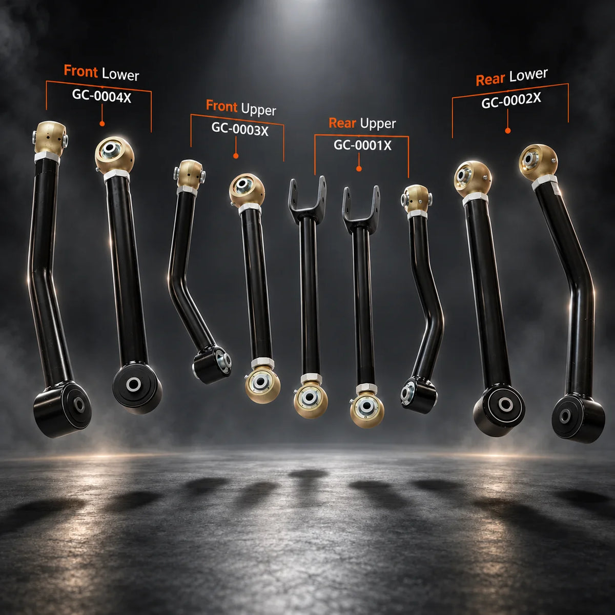 Jeep Wrangler Control Arm Replacement Components - 8-Piece Set Overview
