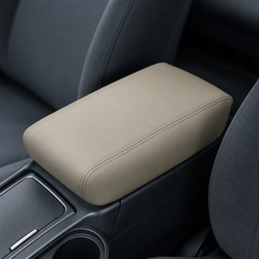 Leather Console Lid Armrest Cover Skin Beige Tan For 2004-2009 Toyota Prius