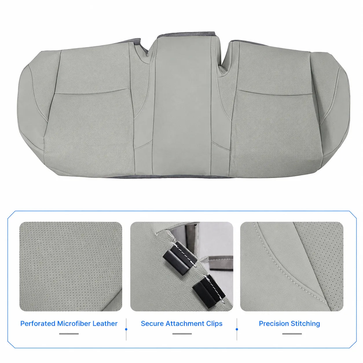 Leather Rear Bench Bottom Seat Covers Gray For 2007-2012 Lexus ES350