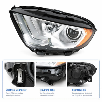 Left Driver Side Halogen Headlight with Bulbs & LED DRL for 2018 2022 Ford EcoSport