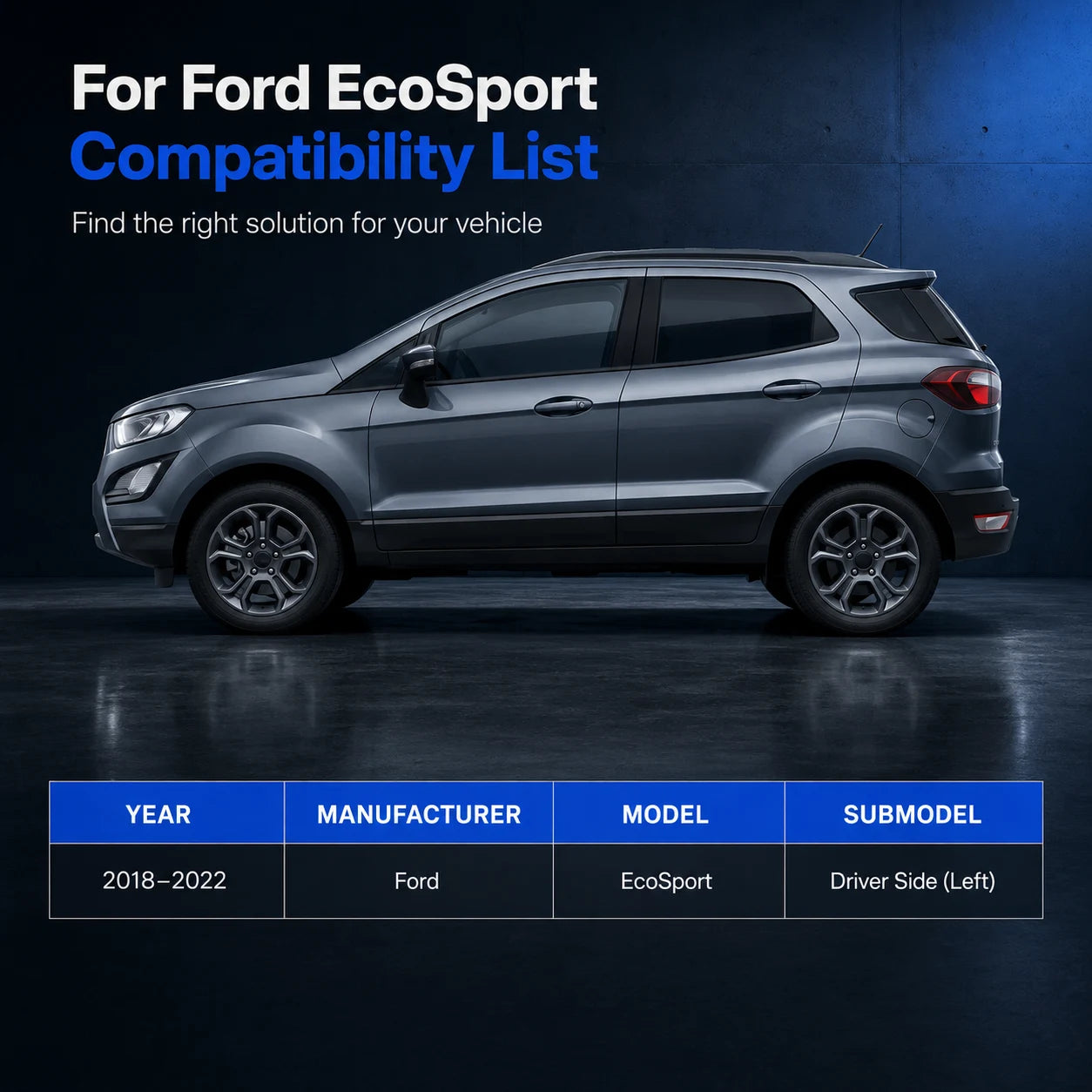 Left Driver Side Halogen Headlight with Bulbs & LED DRL for 2018 2022 Ford EcoSport