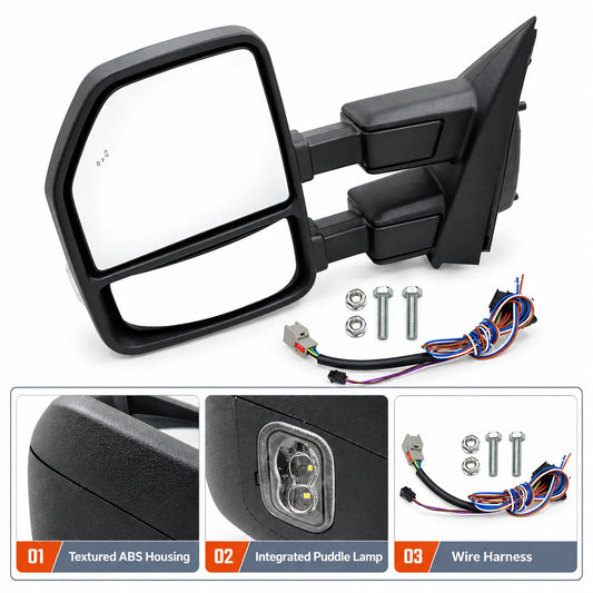 Left Front Door Side View Mirror Signal BSM For 2017-2022 Ford F-250 F-350