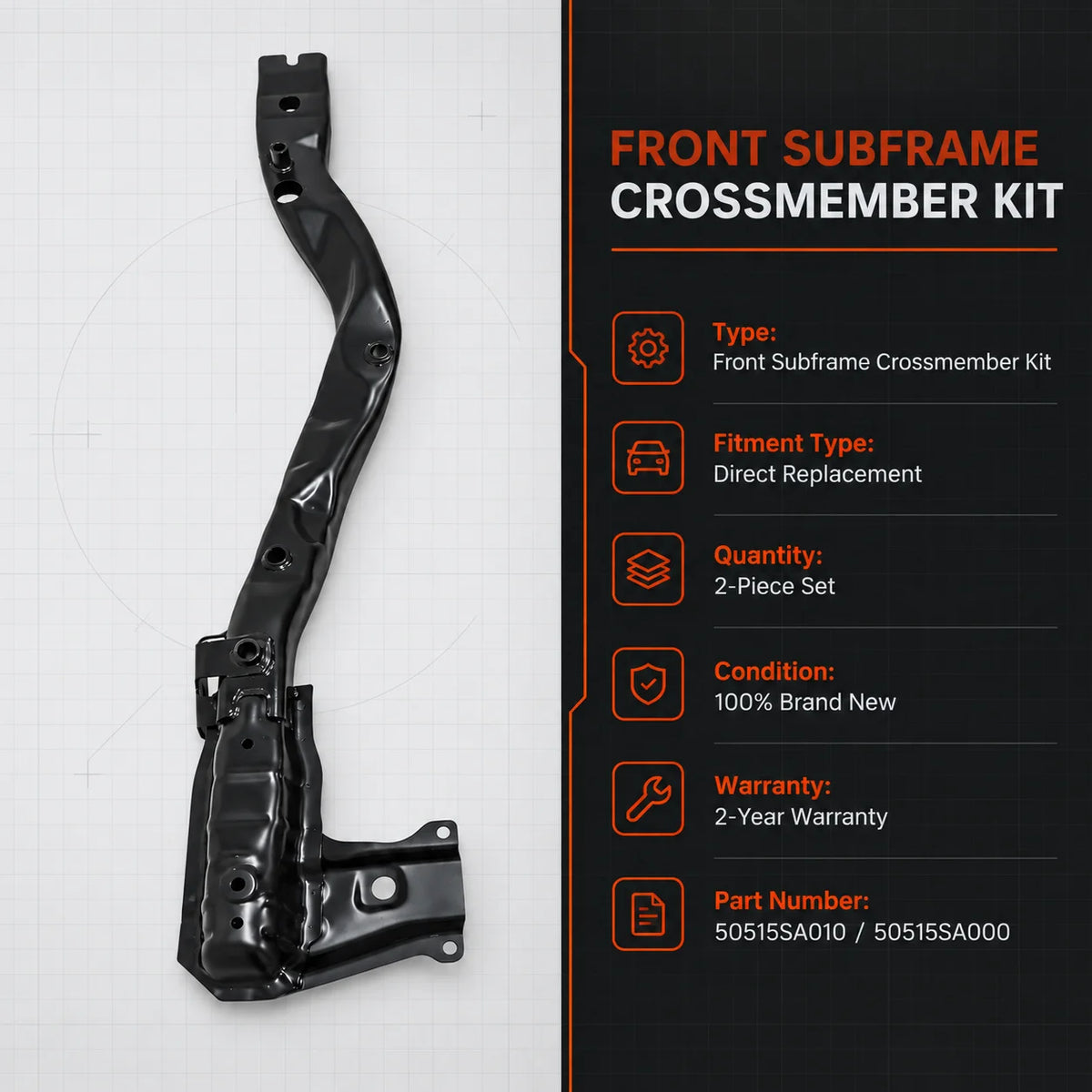 Left & Right Front Subframe Crossmember For 2003-2008 Subaru Forester