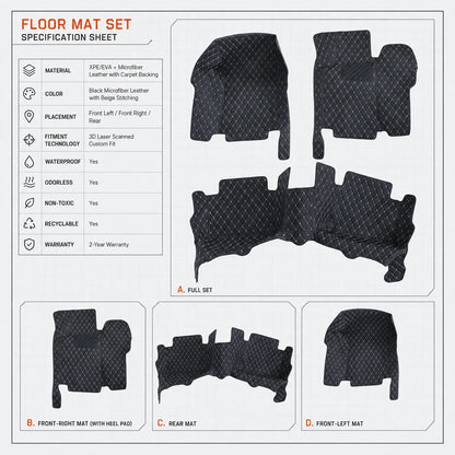 Microfiber Leather Floor Mats Liners Front & Rear For 2006-2008 Benz W211 E-Class