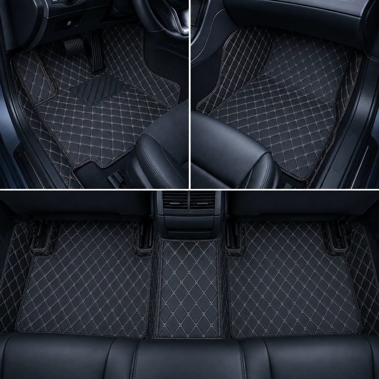 Microfiber Leather Floor Mats Liners Front & Rear For 2006-2008 Benz W211 E-Class