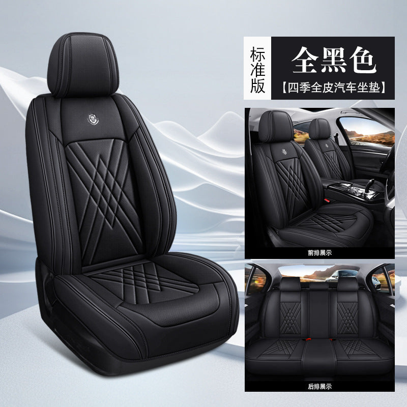 For Hyundai Faux Leather Car Breathable 5-Seat Covers Front Rear Cushion Black