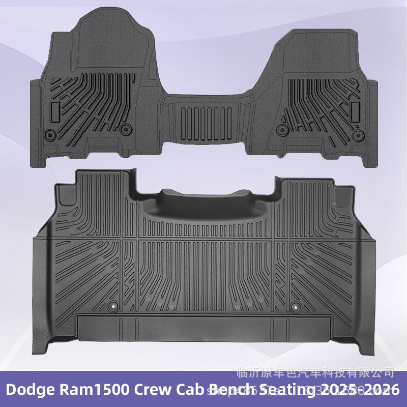 3D Floor Mats Liners TPE For 2025 2026 Dodge Ram 1500 Crew Cab Bench Seat Black