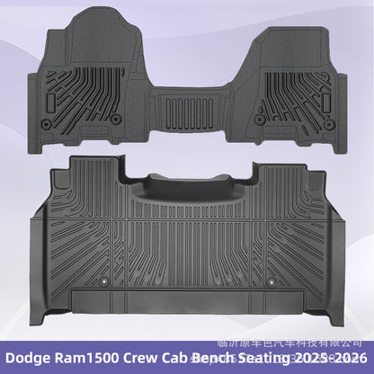 3D Floor Mats Liners TPE For 2025 2026 Dodge Ram 1500 Crew Cab Bench Seat Black