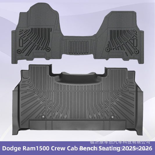 3D Floor Mats Liners TPE For 2025 2026 Dodge Ram 1500 Crew Cab Bench Seat Black