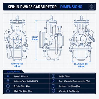 PWK28 Carburetor Replacement for Yamaha YZ85 YZ100 YZ125 YZ175