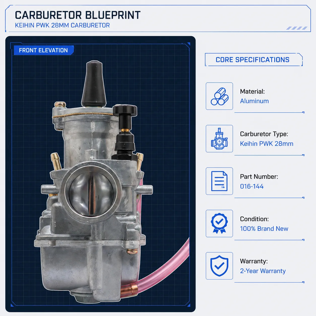 PWK 28mm Carburetor Replacement for Yamaha Blaster 200 YFS200 016 144