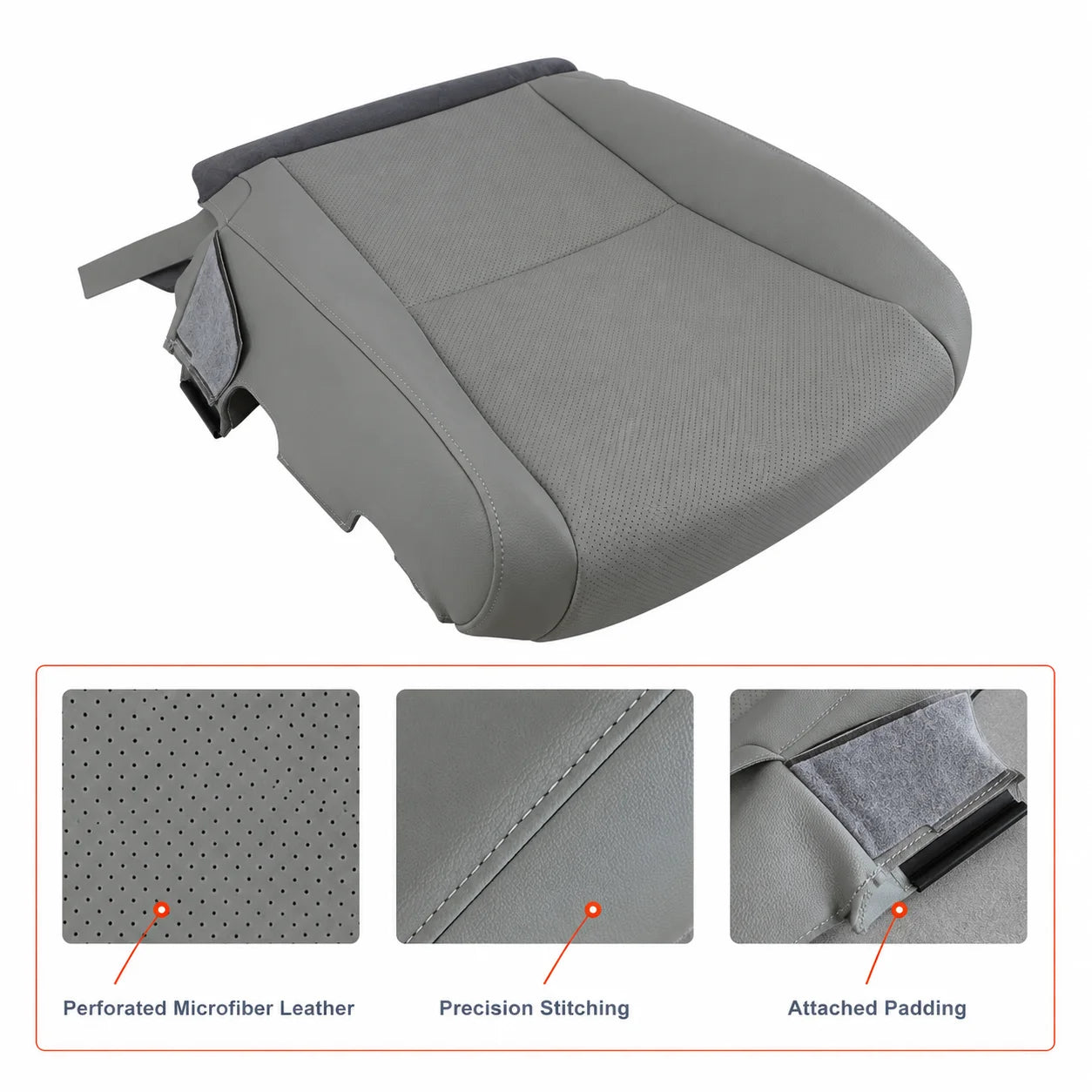 Passenger Bottom Seat Perforated Cover Gray For 2010-2015 Lexus RX350 RX450h